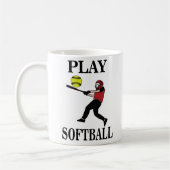 Softbalspeler speelt softbal koffiemok (Links)