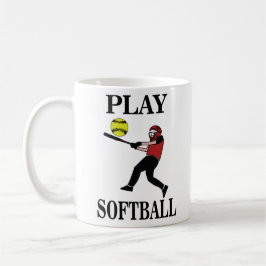 Softbalspeler speelt softbal koffiemok