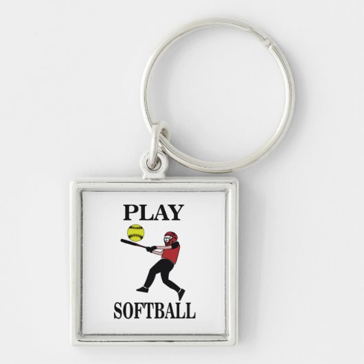 Softbalspeler speelt softbal sleutelhanger (Voorkant)