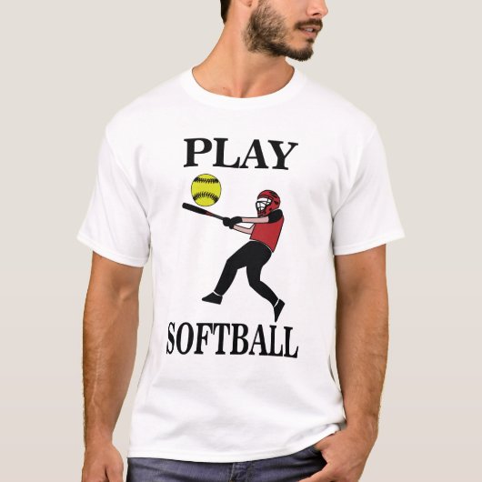 Softbalspeler speelt softbal t-shirt (Voorkant)