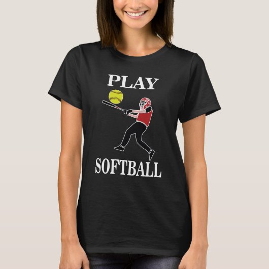 Softbalspeler speelt softbal t-shirt (Voorkant)