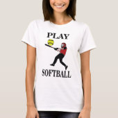 Softbalspeler speelt softbal t-shirt (Voorkant)