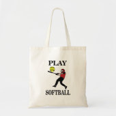 Softbalspeler speelt softbal tote bag (Voorkant)