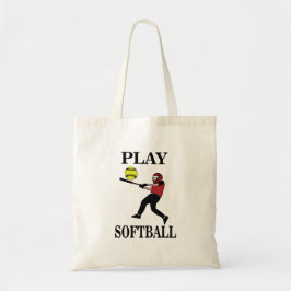 Softbalspeler speelt softbal tote bag
