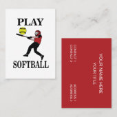 Softbalspeler speelt softbal visitekaartje (Voorkant / Achterkant)