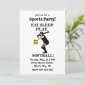 Softbalspeler sportfeest kaart (Staand voorkant)