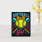 Softbalster Meisje Ice Cream Softbal Drip Kaart (Gele Bloem)