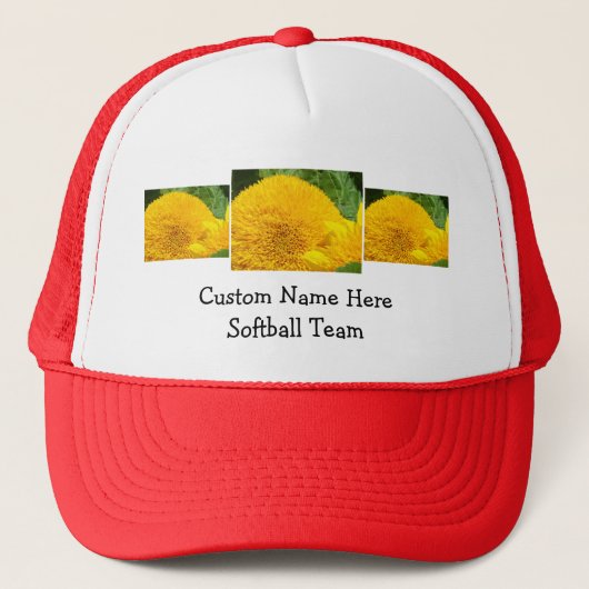Softbalteam honkbalpetten Aangepaste naam Zonneblo Trucker Pet (Voorkant)