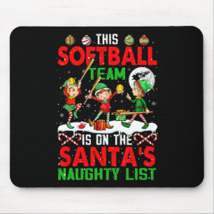 Softbalteam staat op Santa's Kerstmis Stoute Lijst Muismat