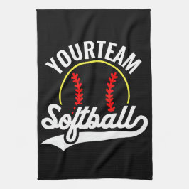 Softbalteamspeler VOEG NAAM TOE Gepersonaliseerd Theedoek