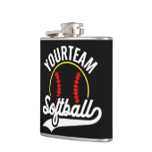 Softbalteamspeler VOEG NAAM TOE Gepersonaliseerde Heupfles (Links)