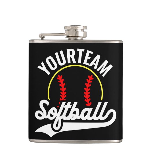 Softbalteamspeler VOEG NAAM TOE Gepersonaliseerde Heupfles (Voorkant)