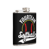 Softbalteamspeler VOEG NAAM TOE Gepersonaliseerde Heupfles (Rechts)