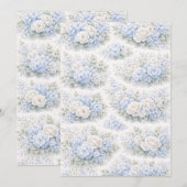 SoftBlue Bloemmotief Elegant Romantisch Botanisch Kaart (Voorkant / Achterkant)