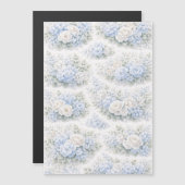 SoftBlue Bloemmotief Elegante Romantische Botanisc Magnetische Uitnodiging (Voorkant / Achterkant)