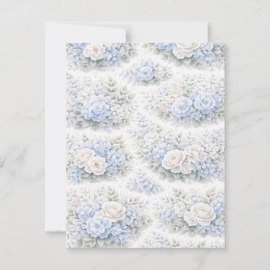 SoftBlue Bloemmotief Elegante Romantische Botanisc Save The Date (Voorkant)