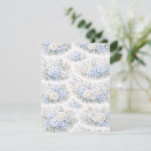 SoftBlue Bloemmotief Elegante Romantische Botanisc Save The Date (Staand voorkant)