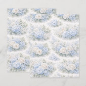 SoftBlue Bloemmotief Elegante Romantische Botanisc Save The Date (Voorkant / Achterkant)