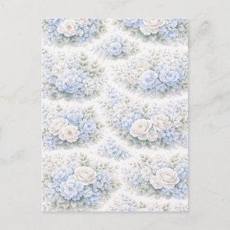 SoftBlue Bloemmotief Elegante Romantische Botanisc Uitnodiging Briefkaart