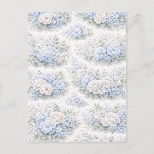 SoftBlue Bloemmotief Elegante Romantische Botanisc Uitnodiging Briefkaart (Voorkant)