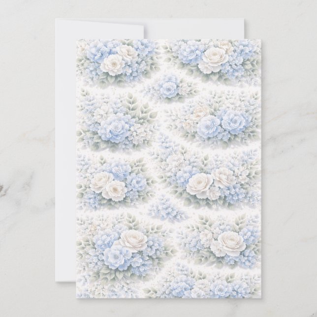 SoftBlue Floral Pattern Elegant Romantic Botanical (Voorkant)