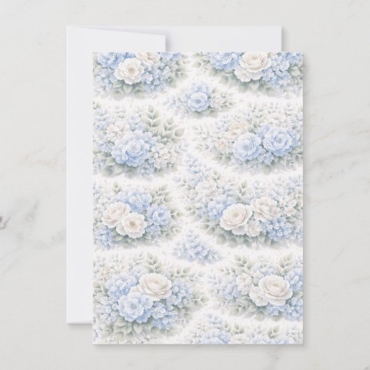 SoftBlue Floral Pattern Elegant Romantic Botanical Aankondiging (Achterkant)
