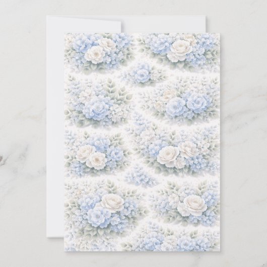 SoftBlue Floral Pattern Elegant Romantic Botanical Kaart (Achterkant)