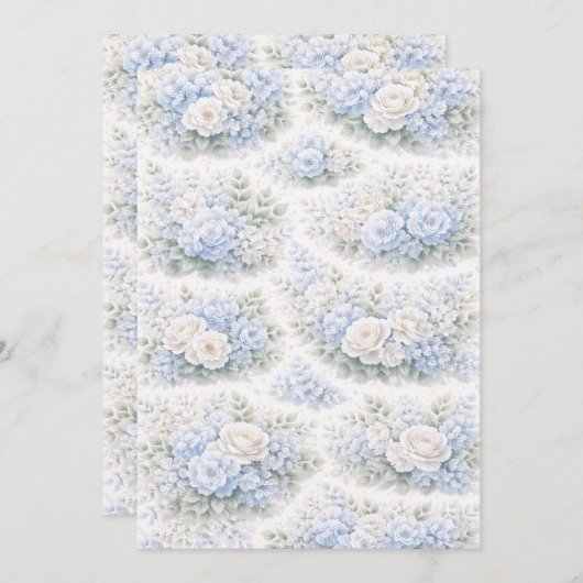 SoftBlue Floral Pattern Elegant Romantic Botanical Kaart (Voorkant / Achterkant)