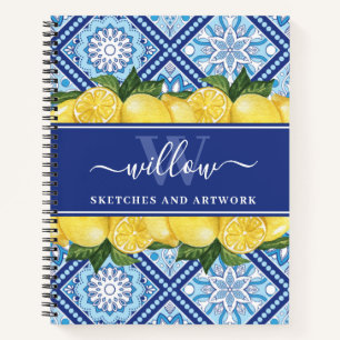 Softcover Lemon Blue Tegel Monogram Sketchbook Notitieboek