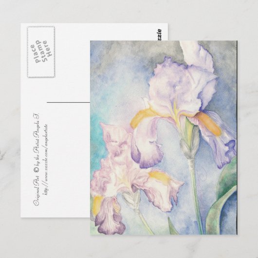 Softest Irises Floral Waterverf Briefkaart (Voorkant / Achterkant)