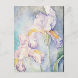 Softest Irises Floral Waterverf Briefkaart