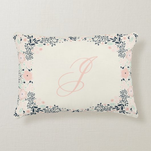 Softest Monogram | Floral Personal Custom Accent Kussen (Voorkant)