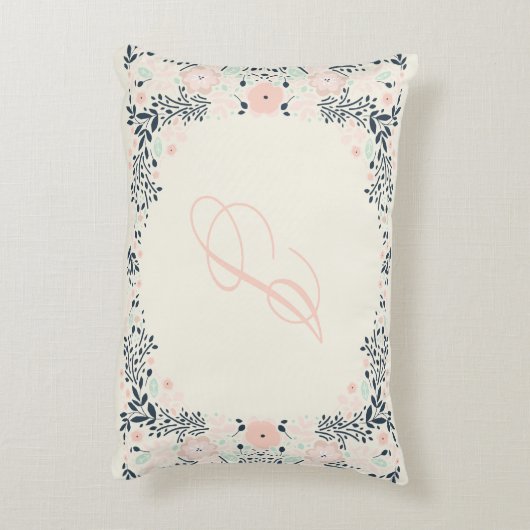 Softest Monogram | Floral Personal Custom Accent Kussen (Achterkant (Verticaal))