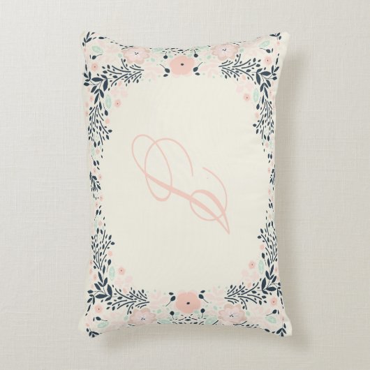Softest Monogram | Floral Personal Custom Accent Kussen (Voorkant(Verticaal))