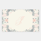 Softest Monogram | Floral Personal Custom Rechthoekige Sticker (Voorkant)