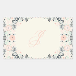 Softest Monogram | Floral Personal Custom Rechthoekige Sticker