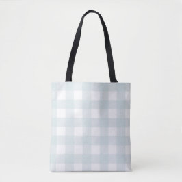 Softest poeder Light Blue Gingham Check Pset Tote Bag