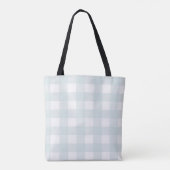 Softest poeder Light Blue Gingham Check Pset Tote Bag (Achterkant)