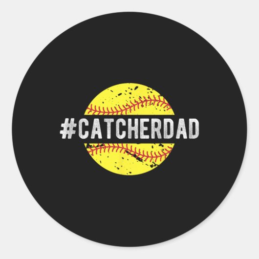 Softll Catcher Dad Of A Softll Catcher  Ronde Sticker (Voorkant)