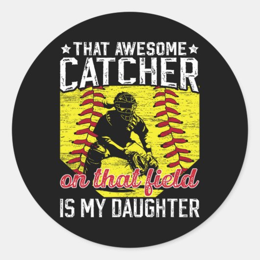 Softll Catcher Dad Proud Softll Catcher Father  Ronde Sticker (Voorkant)