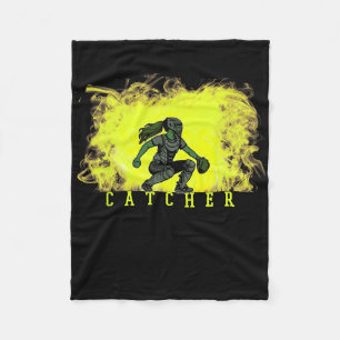 Softll Catcher Speler Met Gele Rook Ckground A Fleece Deken