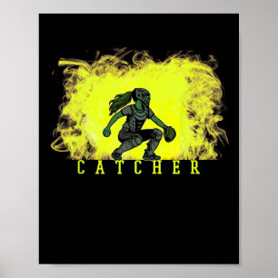 Softll Catcher Speler Met Gele Rook Ckground A Poster