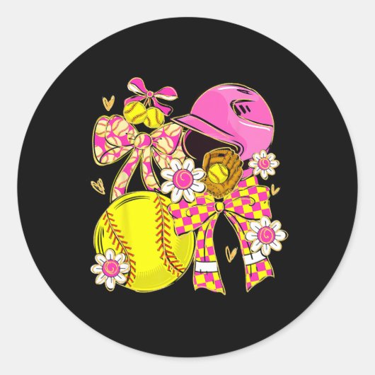 Softll Girl Girls Team Spirit Coquette Bow Softll  Ronde Sticker (Voorkant)