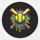 Softll Girl Ice Cream Softll Drip  Ronde Sticker (Voorkant)