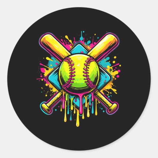 Softll Girl Ice Cream Softll Drip  Ronde Sticker (Voorkant)