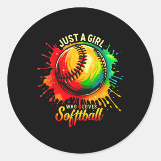 Softll Girl Just A Girl Who Loves Softll  Ronde Sticker