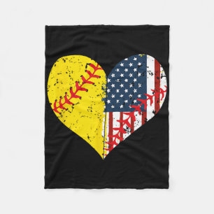 Softll Heart Amerikaanse vlag 4 juli cadeau Fleece Deken