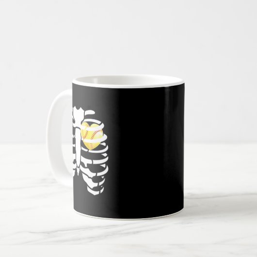 Softll Heart Inside Ribs Skeleton Halloween Costum Koffiemok (Voorkant links)