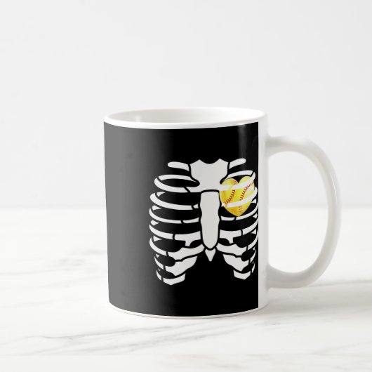 Softll Heart Inside Ribs Skeleton Halloween Costum Koffiemok (Rechts)