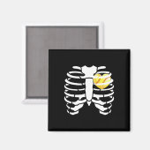 Softll Heart Inside Ribs Skeleton Halloween Kostuu Magneet (Voorkant / Achterkant)